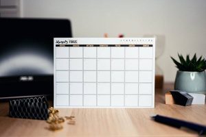 Are you future focused? The camera focus is on a bare calendar page with a minimalist background