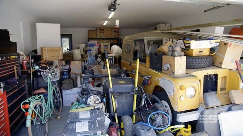 Sally and Mark's clutter collection in the garage