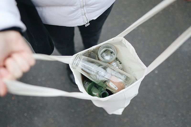 Sustainable Decluttering - bottles in a bag
