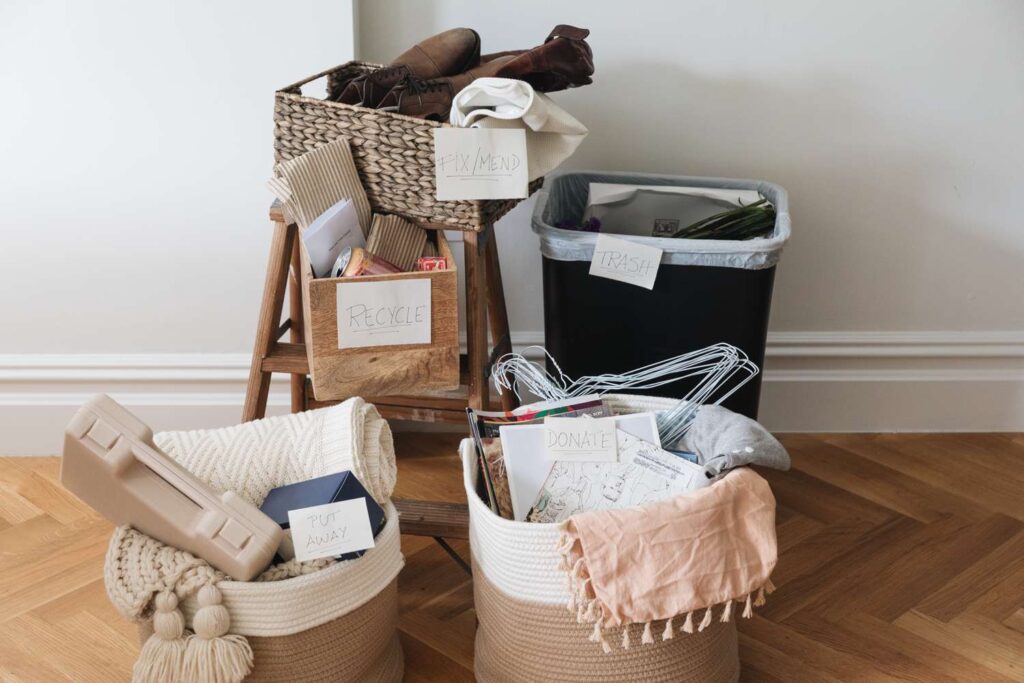 managing clutter is harder than ever. Piles of trash/donate/put away, etc.