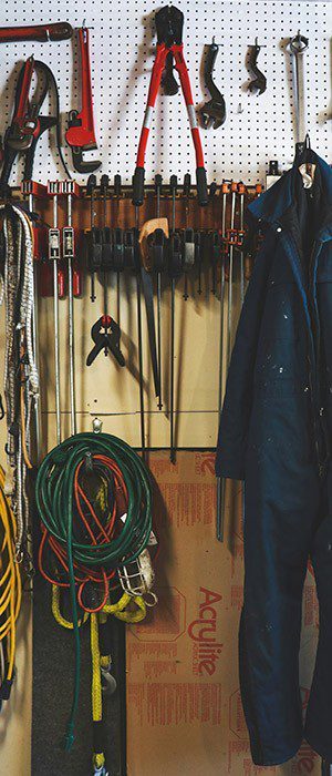 Garage makeover - tools neatly stacked and hung