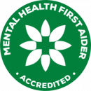 mental health first aider accredited green round logo