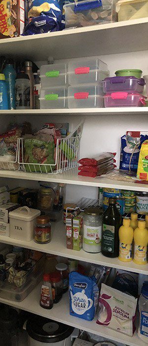 Pantry makeover - food in neat rows